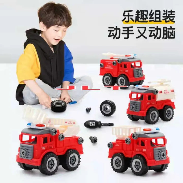 DIY 4Pcs Fire Rescue Screw Vehicle