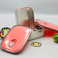 1.1L Stainless Steel Dual Lunch Box - Pink