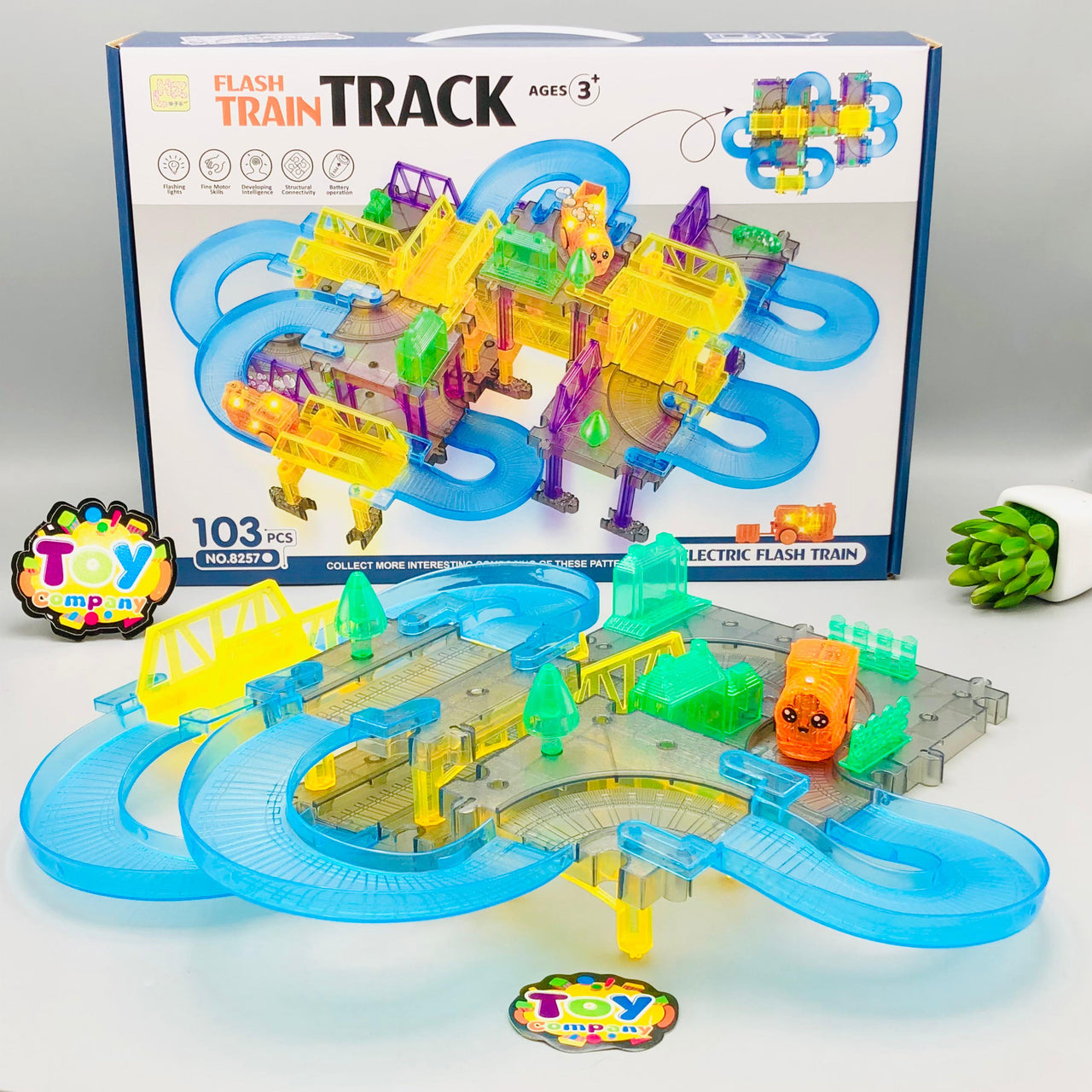 36Pcs DIY Fun Flash Train Track Set
