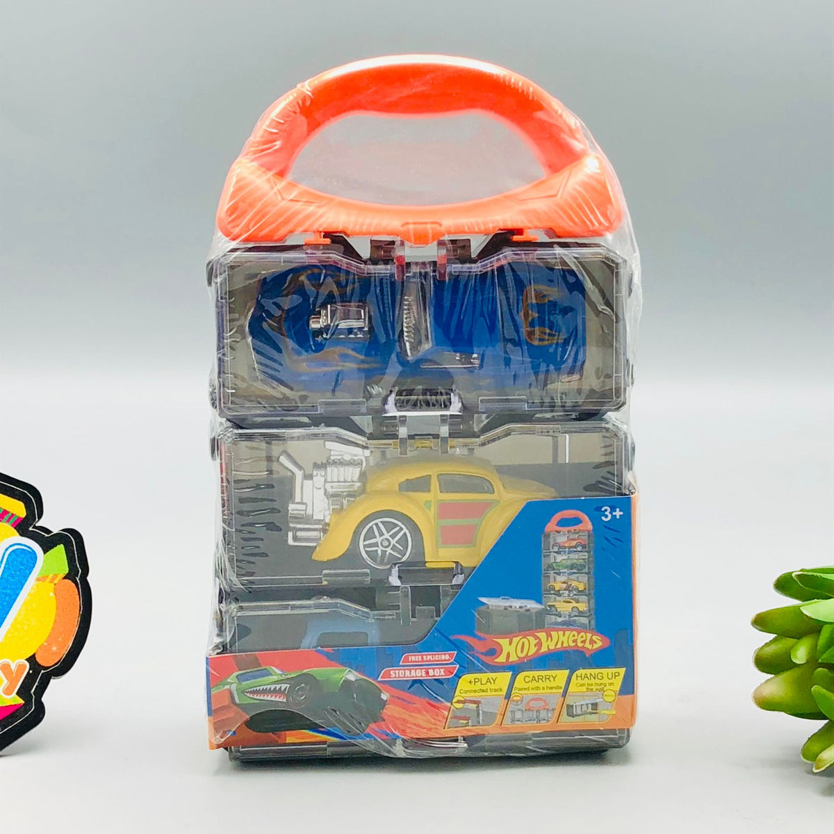 3Pcs Hot Wheel Diecast Cars with Display Racks - Assortment