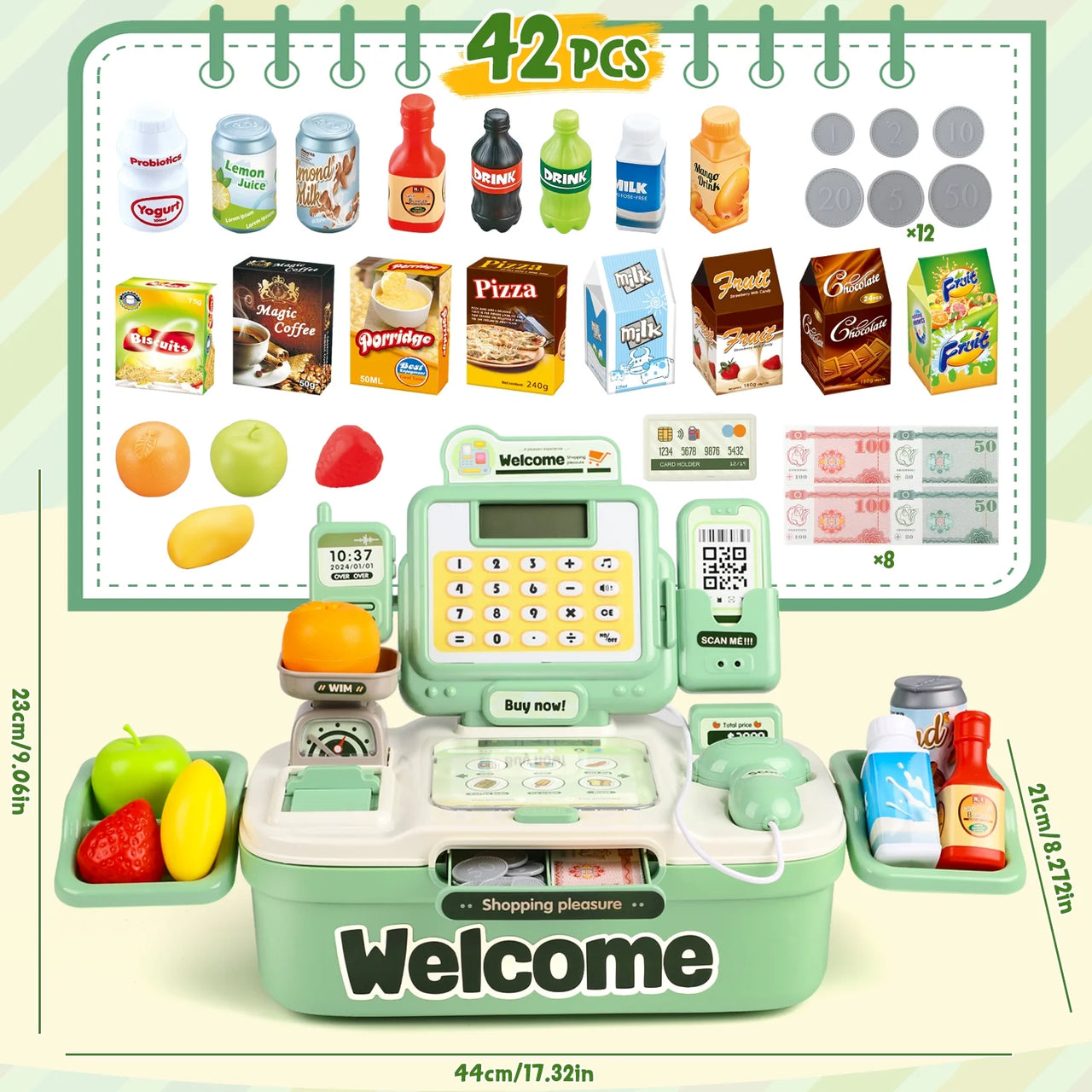 42Pcs Pretend Play Cash Register Toy