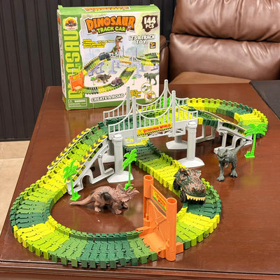144Pcs Kids Dinosaur World Flexible Train Track Set