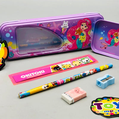 6Pcs Mini Mermaid Themed Tin Geometry Box