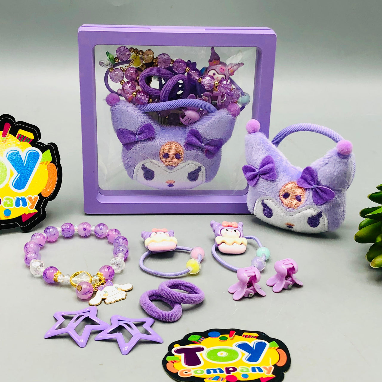 10Pcs Girls Kuromi Themed Hair Accessories Set - Purple