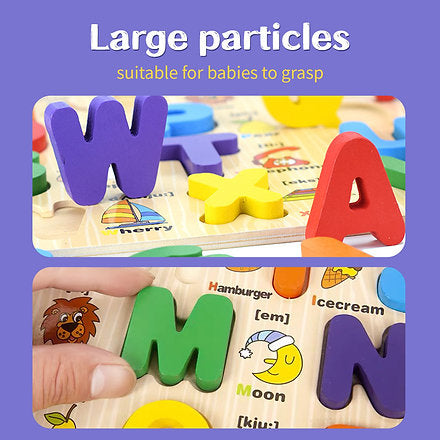Wooden Capital Letters A-Z With Shapes Board