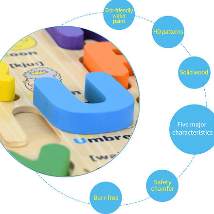 Wooden Capital Letters A-Z With Shapes Board