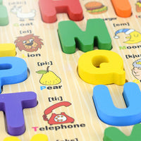 Wooden Capital Letters A-Z With Shapes Board