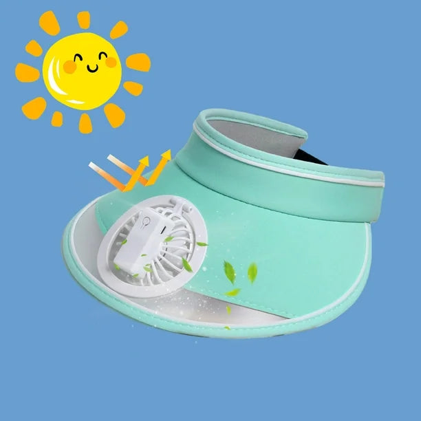 Rechargeable Rotating Fan Hat With Light