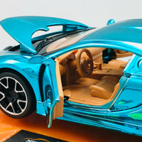 1:32 Diecast Bugatti Chiron With Acrylic Display Box - Aqua Blue