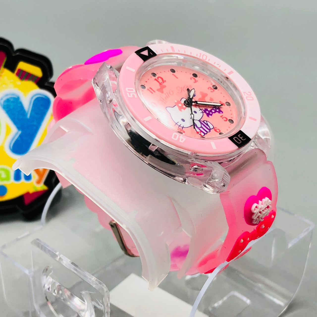 Hello Kitty Themed Lighting Watch With Acrylic Box