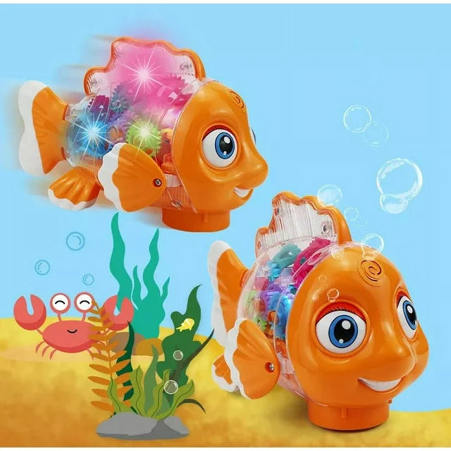 Electric Transparent Gear Fish With Light & Music