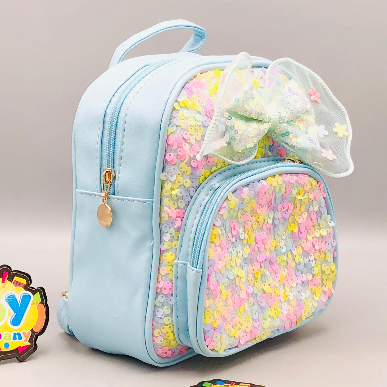 7.5* Inches Girls Fancy Bow Backpack - Blue