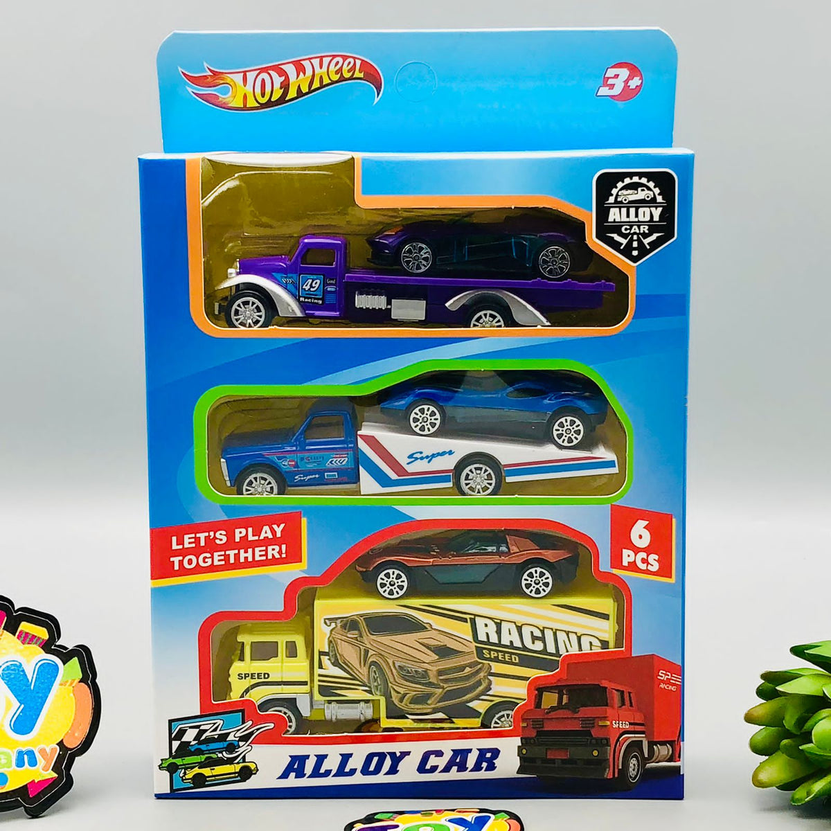 Hot Wheel Diecast Car With Trailer - 6Pcs