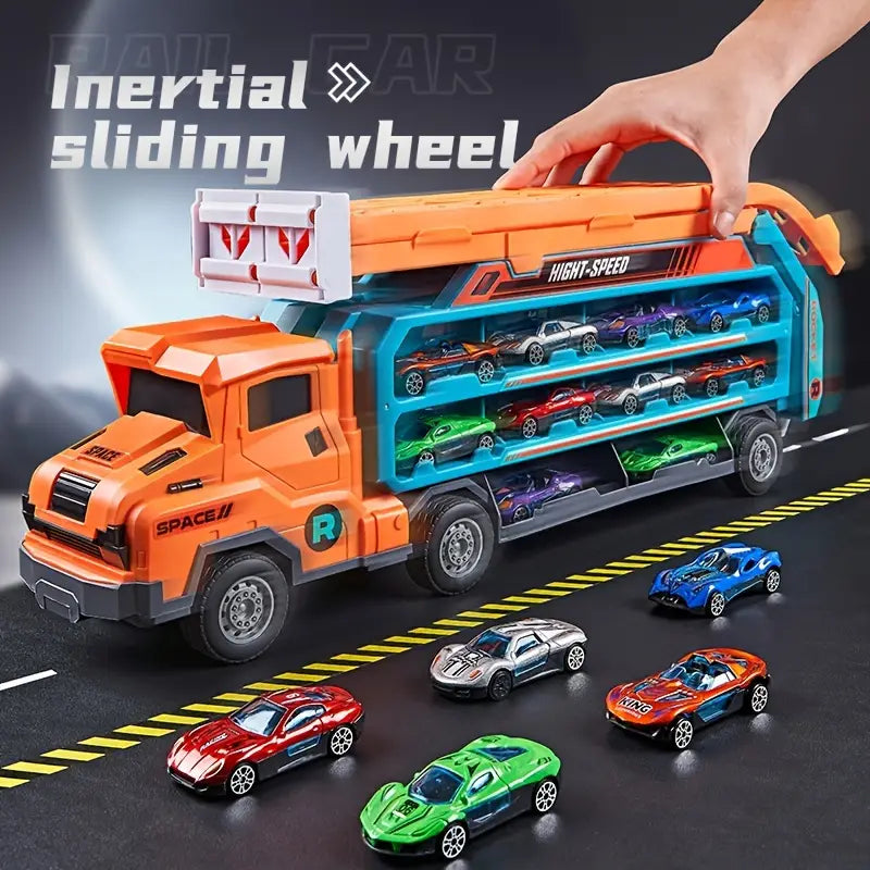 Inertial Rocket Deform ABS Truck With 3Pcs Alloy Cars