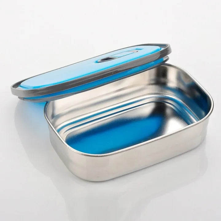 1.1L Stainless Steel Dual Lunch Box - Blue