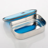 1.1L Stainless Steel Dual Lunch Box - Blue