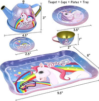 14Pcs Kids Dream Unicorn Themed Metal Tea Set