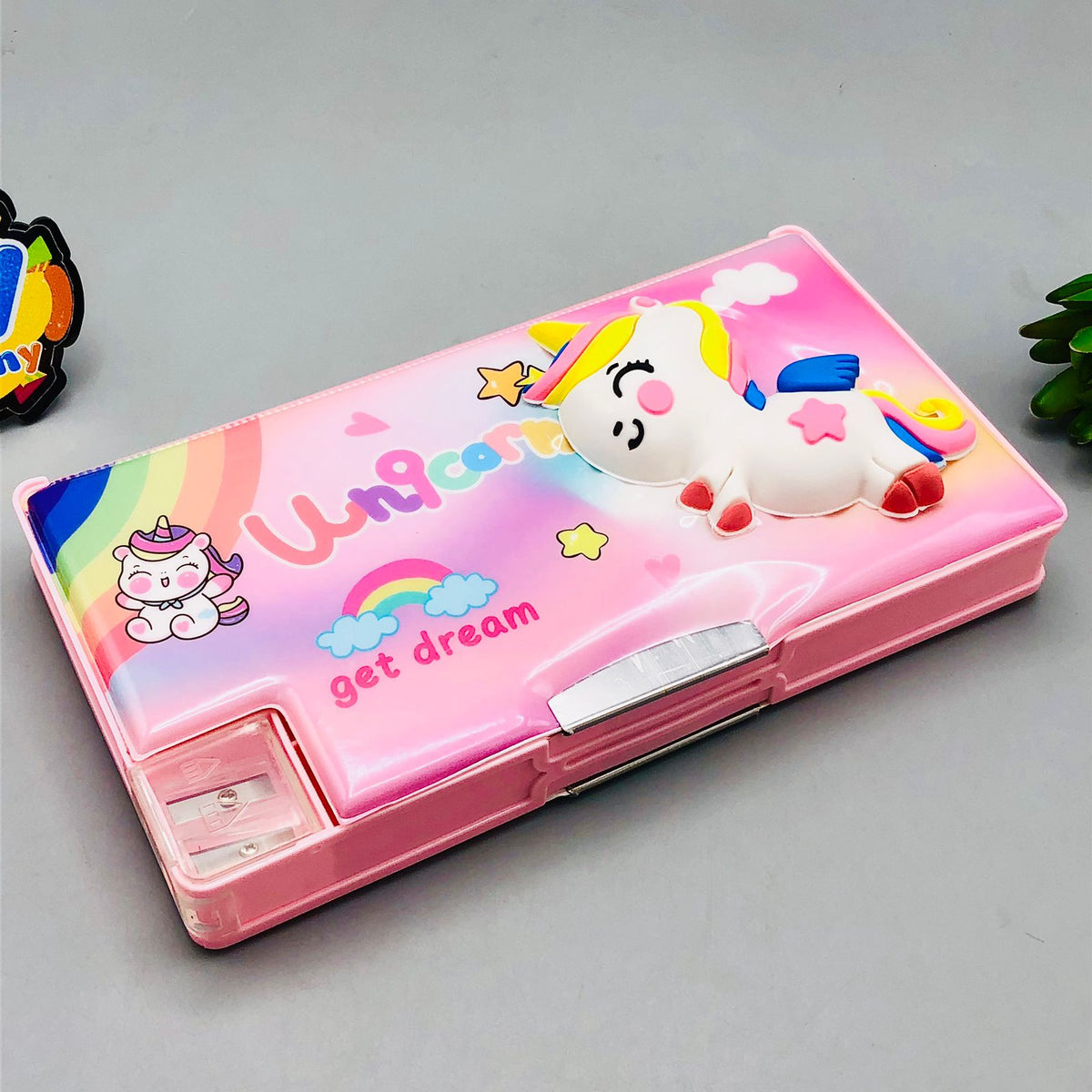Unicorn Double Sided Geometry Box With Dual Sharpener