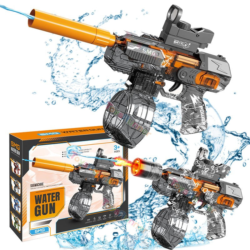 Electric SMG Water Shooting Gun With Colorful Light Silencer