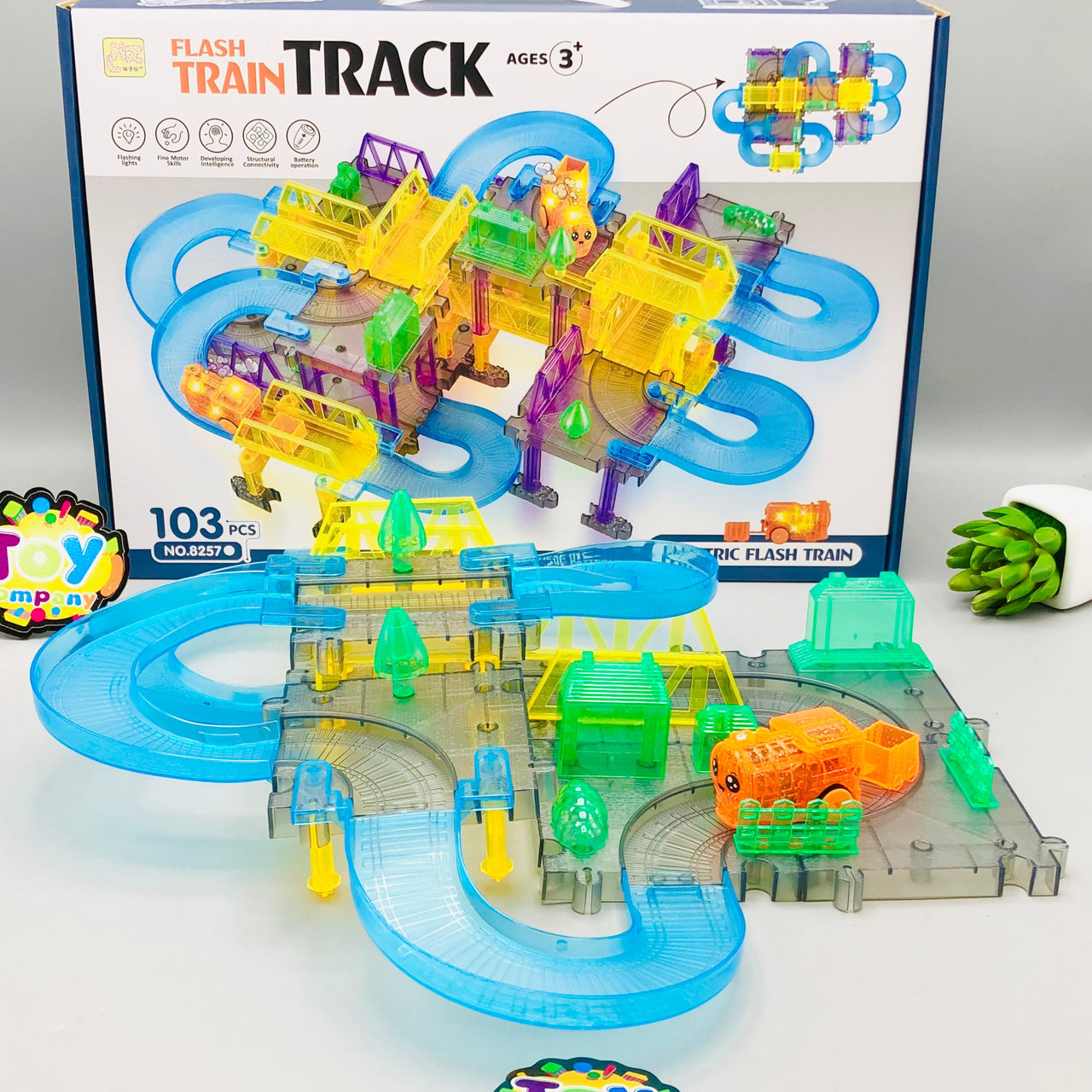 36Pcs DIY Fun Flash Train Track Set