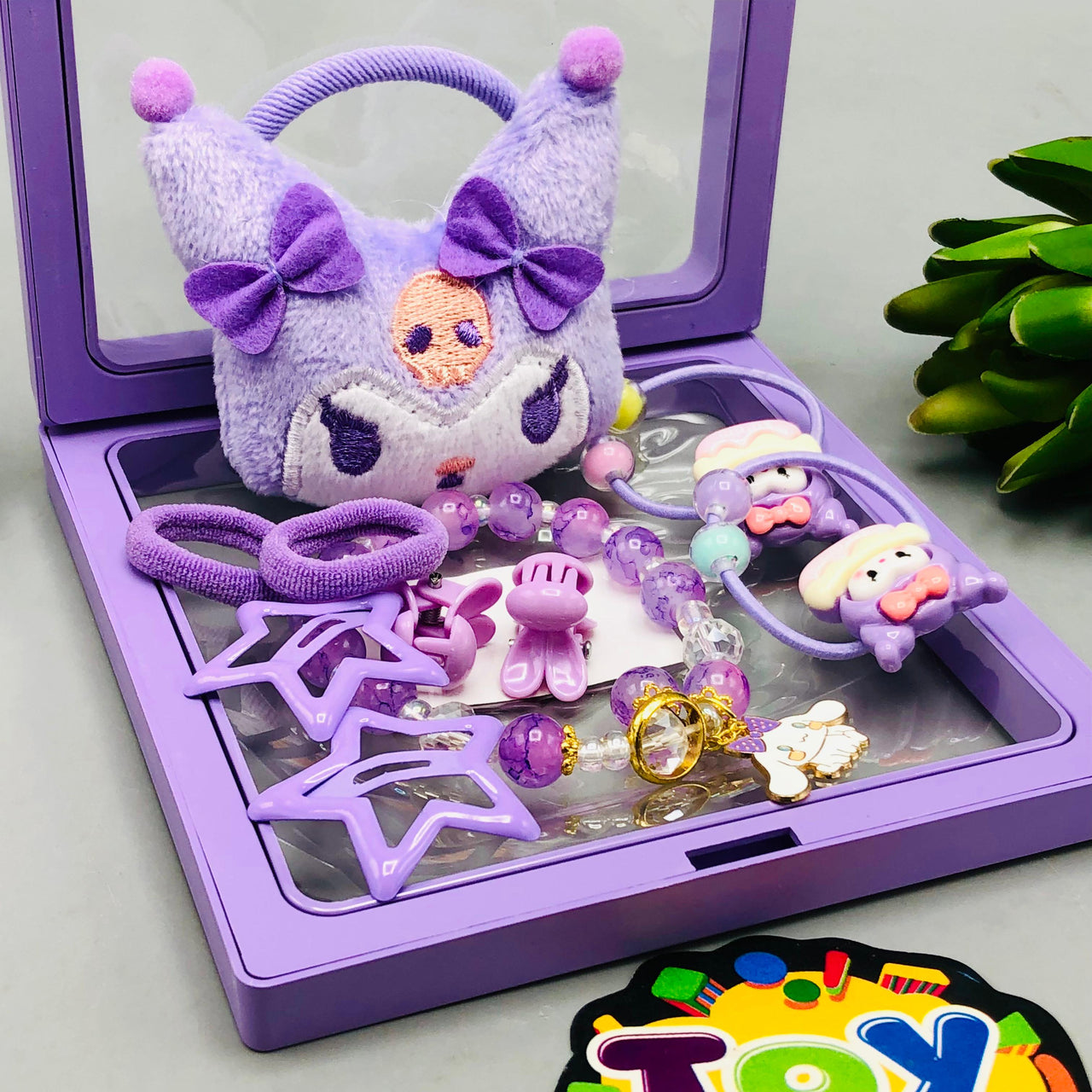 10Pcs Girls Kuromi Themed Hair Accessories Set - Purple