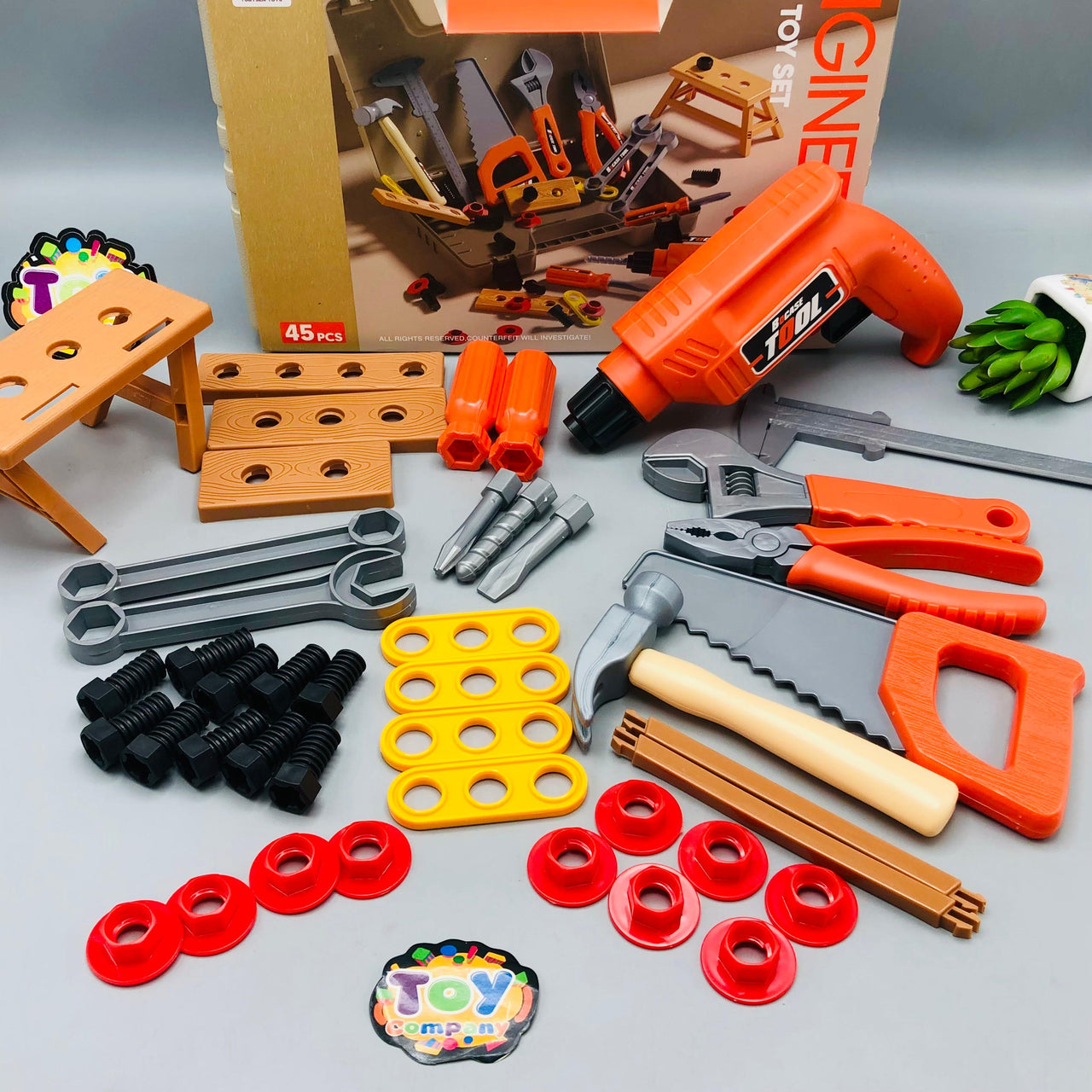 41Pcs Kids Pretend Play Engineering Tool Briefcase