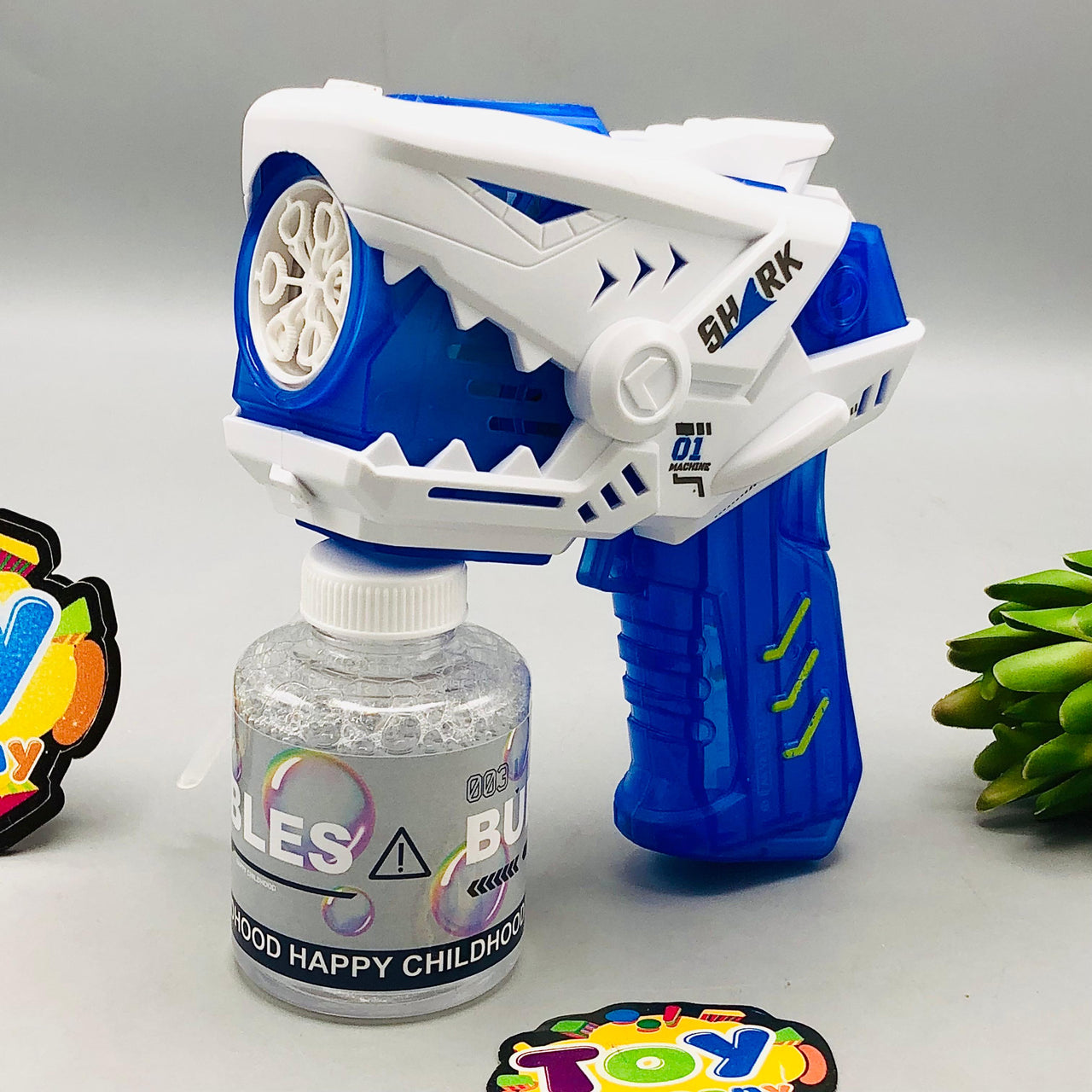 6 Holes Mini Shark Colorful Bubble Gun