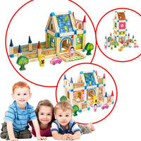 128Pcs Wooden Architecture Castle Building Blocks