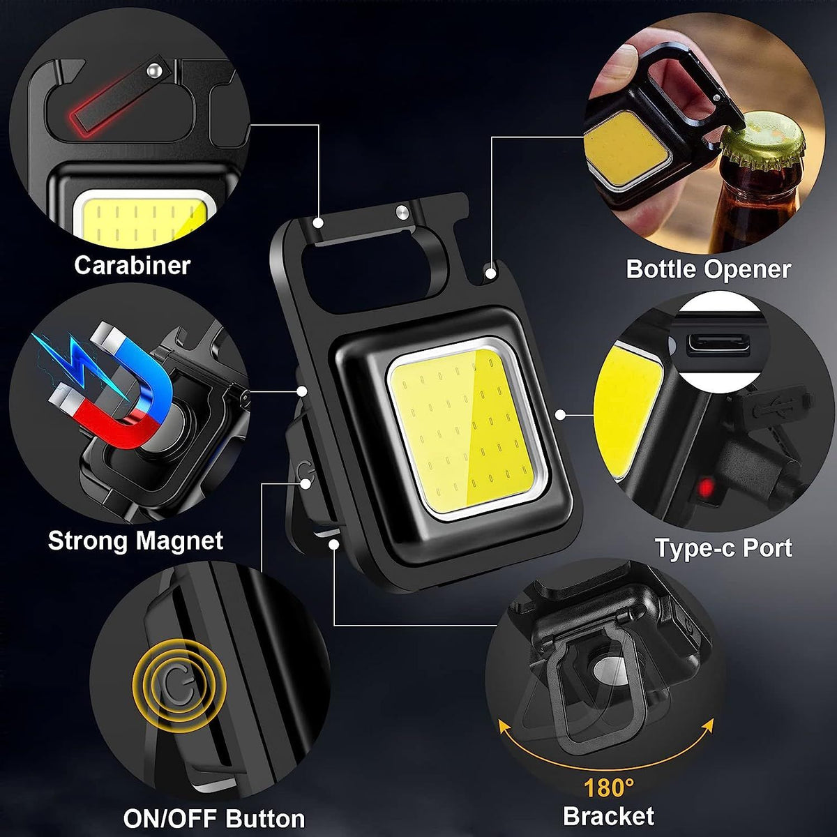Mini COB Rechargeable Keychain Light
