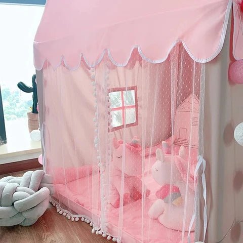 Princess Castle Play Tent House With Ocean Ball Lights - Pink
