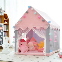 Princess Castle Play Tent House With Ocean Ball Lights - Pink