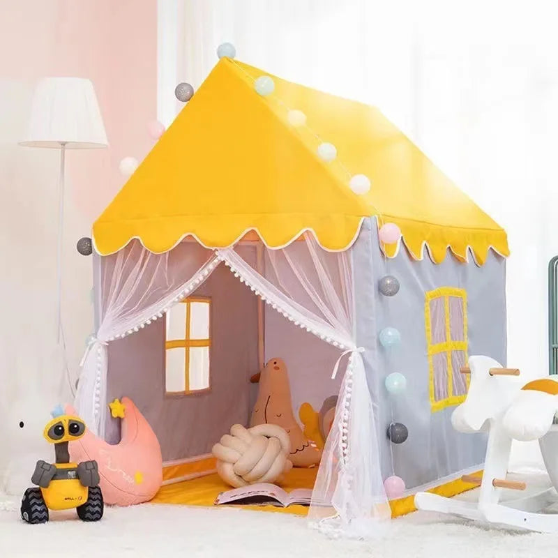 Kids Castle Play Tent House 125x98x130cm - Yellow
