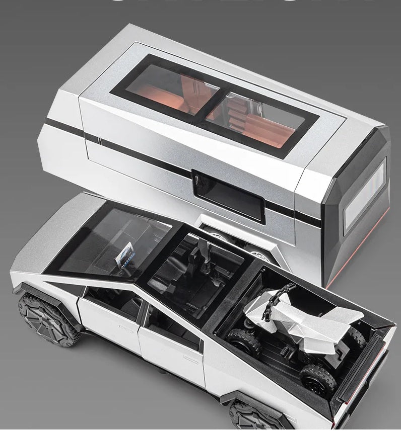 1:32 Diecast Tesla Pickup Truck With Bike & Trailer