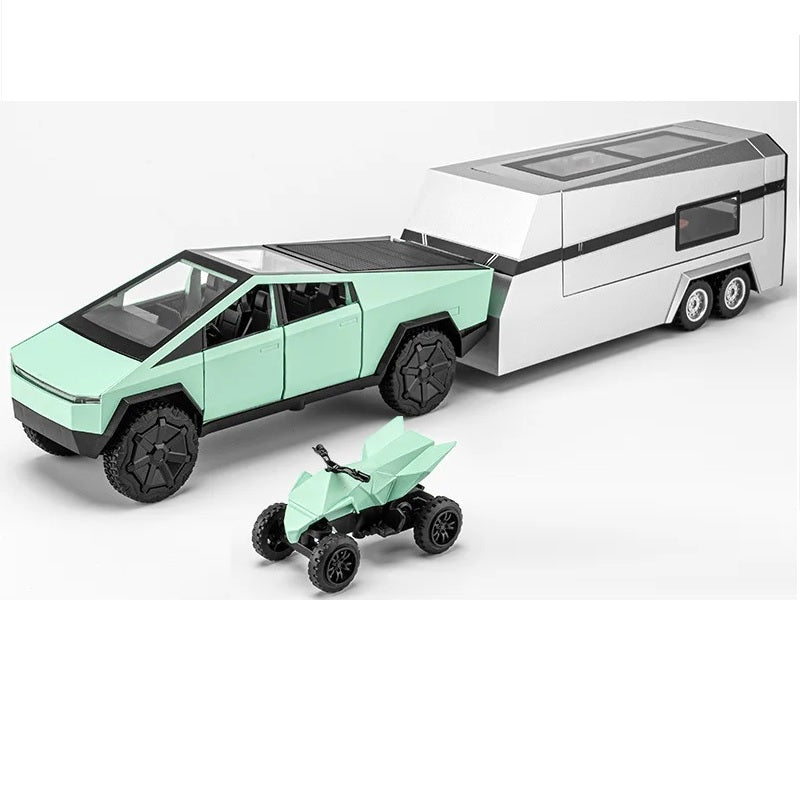 1:32 Diecast Tesla Pickup Truck With Bike & Trailer