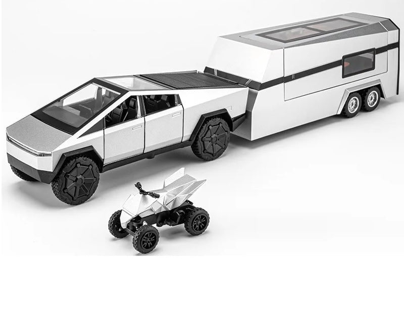1:32 Diecast Tesla Pickup Truck With Bike & Trailer