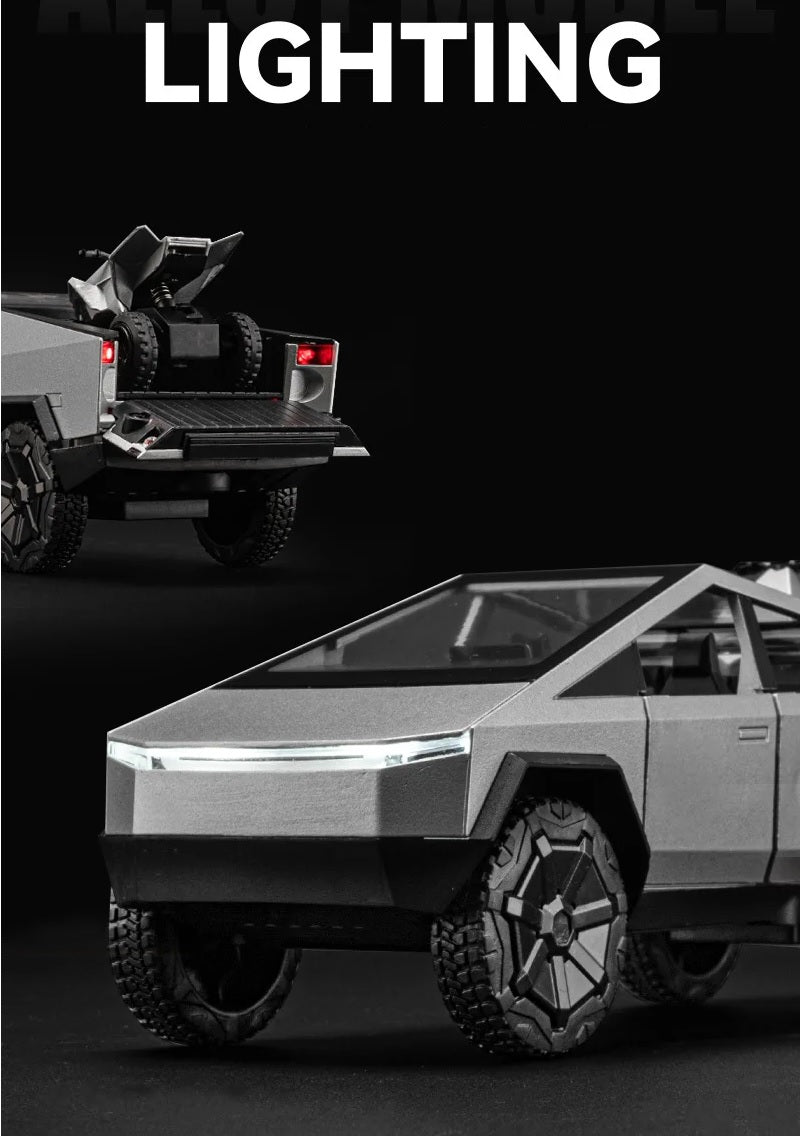 1:32 Diecast Tesla Pickup Truck With Bike & Trailer