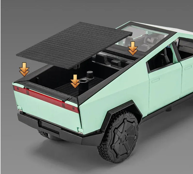 1:32 Diecast Tesla Pickup Truck With Bike & Trailer