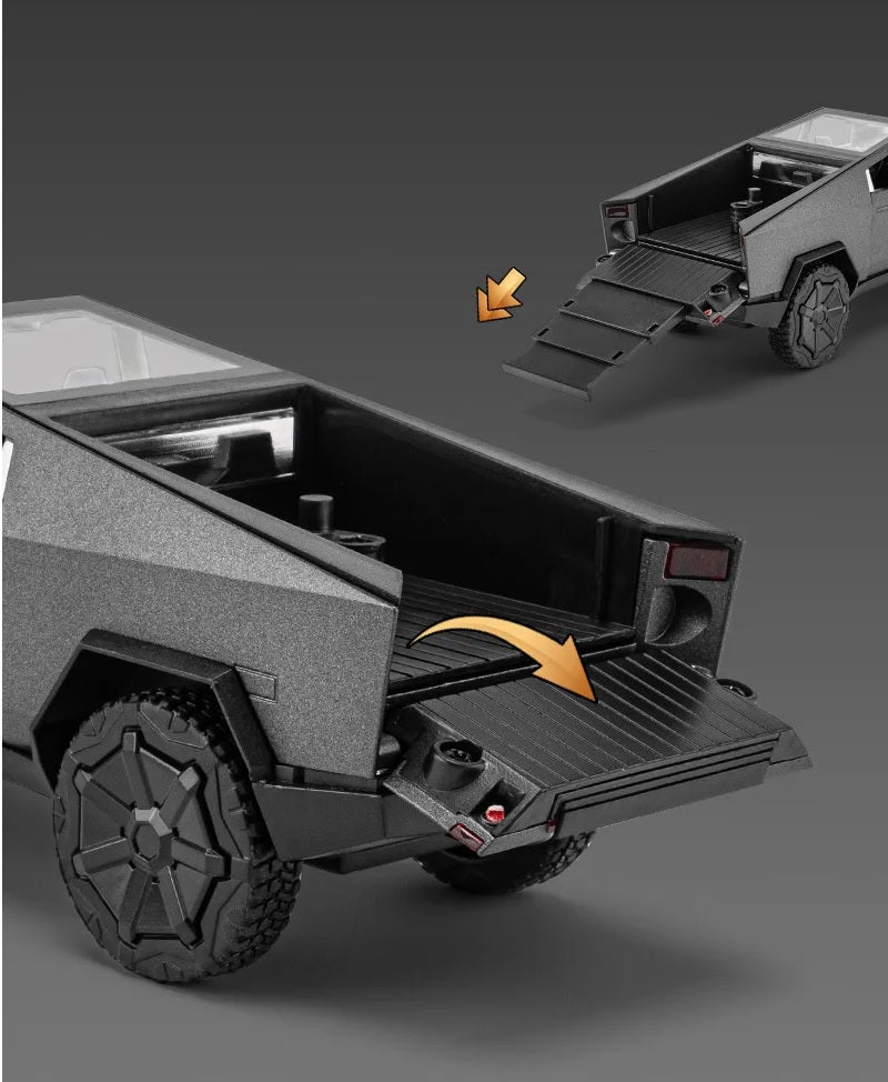 1:32 Diecast Tesla Pickup Truck With Bike & Trailer