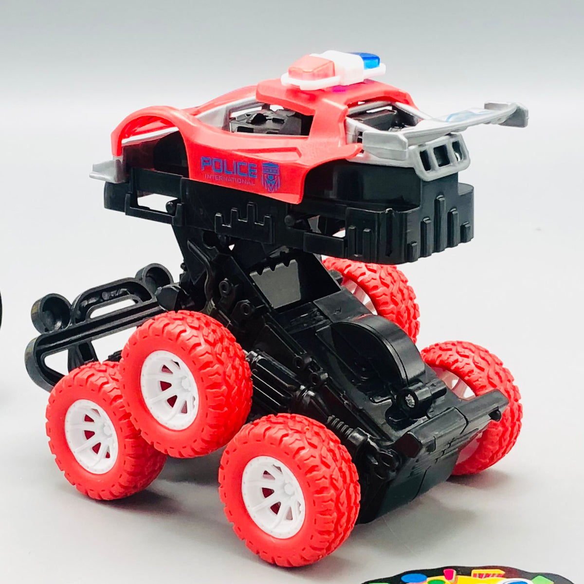 1Pc ABS Inertial Collision 6WD Police Car