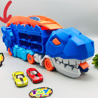 2in1 Foldable Dinosaur Transport Truck With 2Pcs Alloy Cars - Damaged