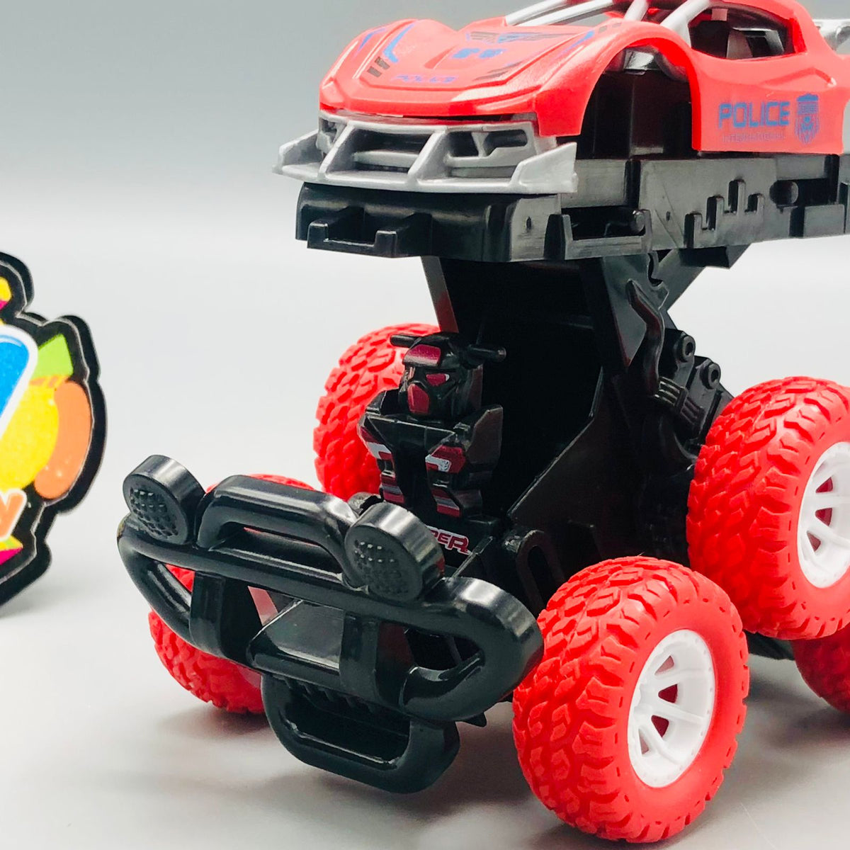 1Pc ABS Inertial Collision 6WD Police Car