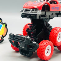1Pc ABS Inertial Collision 6WD Police Car