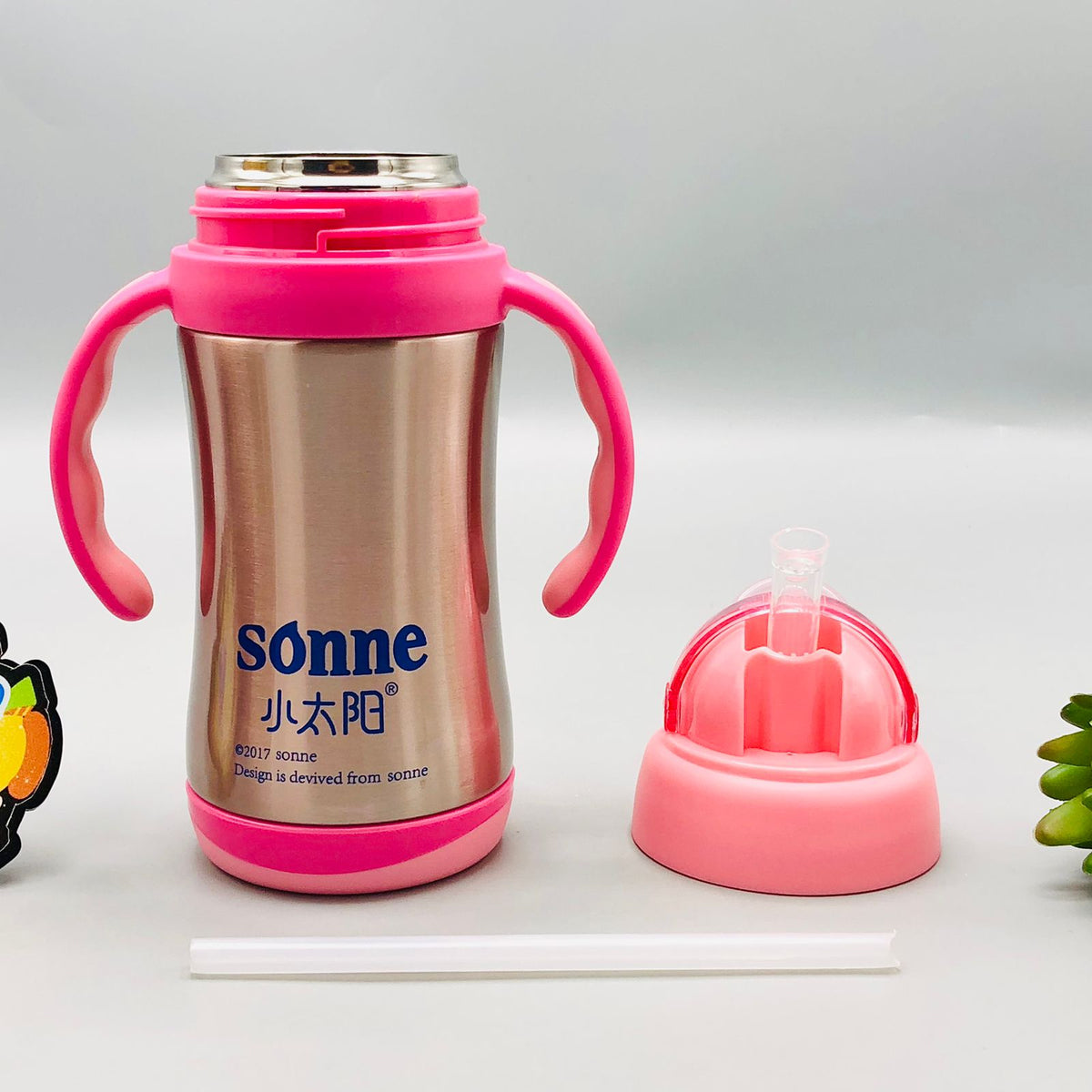 340ml Sonne Stainless Steel Fashion Feeding Bottle - Pink