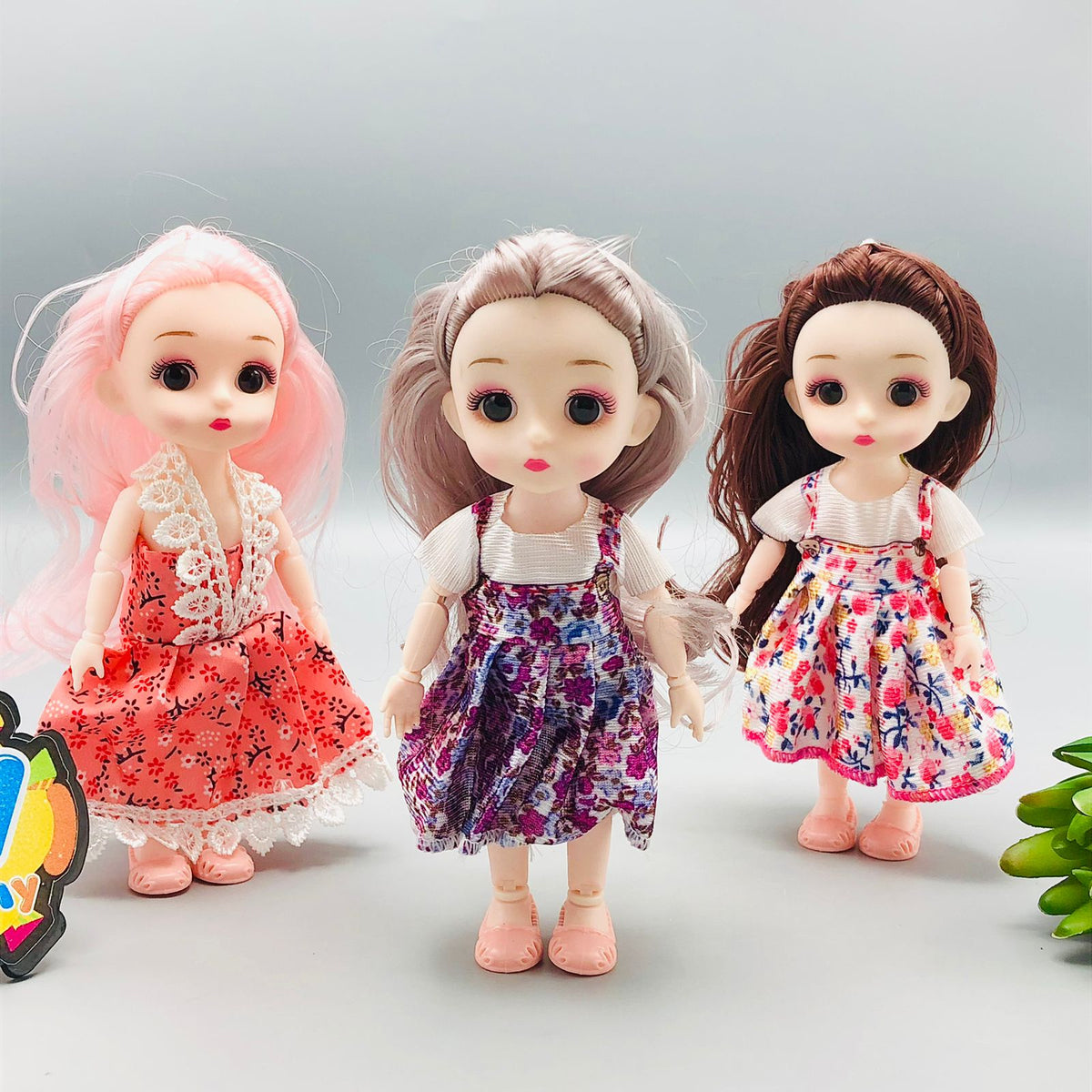 3Pcs 6* Inches Premium Movable Joints Dolls Set - Without Box