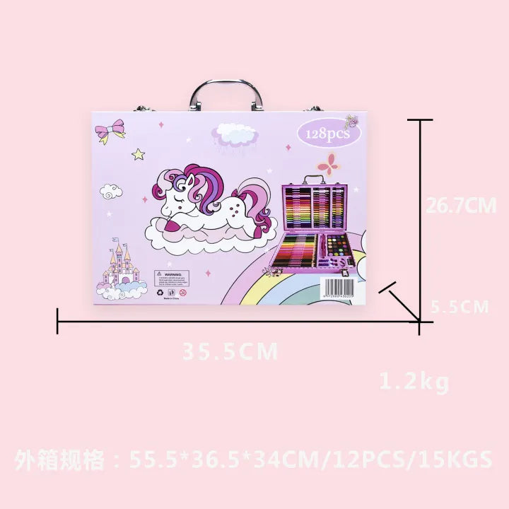 128Pcs Premium Unicorn Kids Painting Kit Briefcase