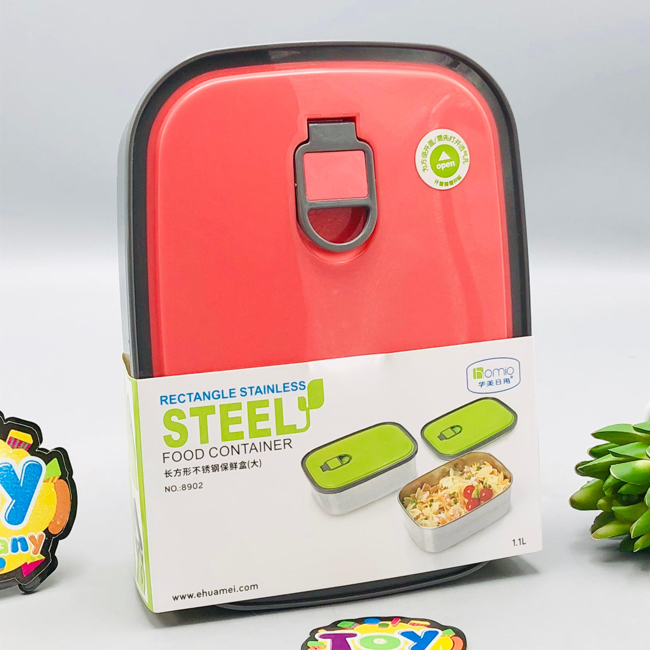 1.1L Stainless Steel Dual Lunch Box - Pink