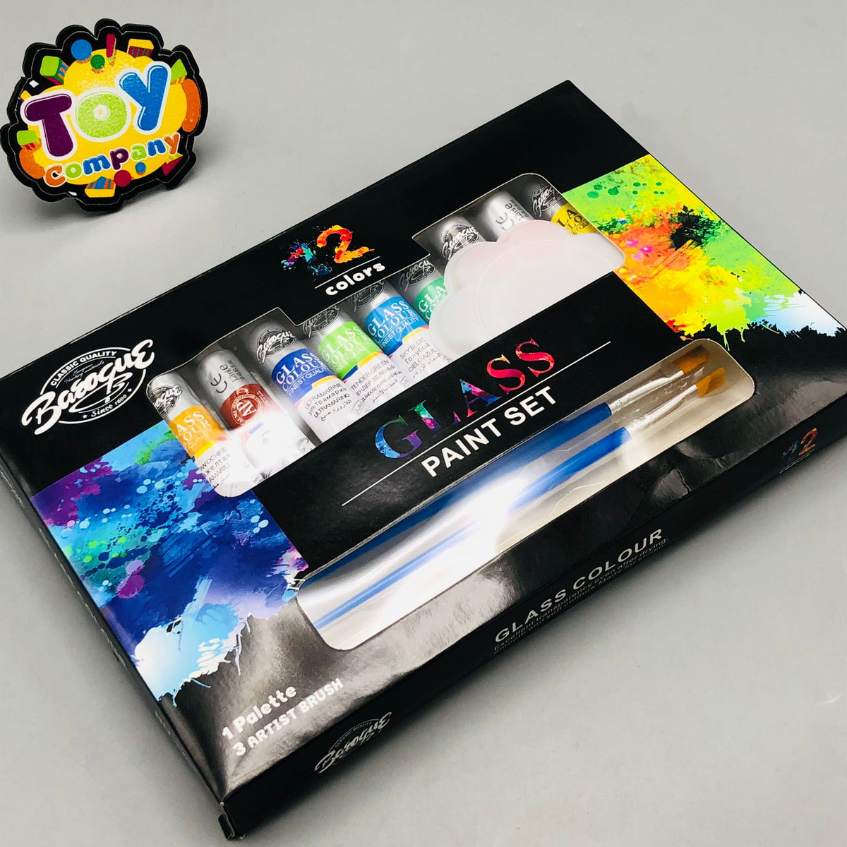 12Pcs Glass Color Paint Set With Artist Brush