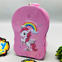 Cartoon Design Metal Body Kids Coin Saving Box - Assortment