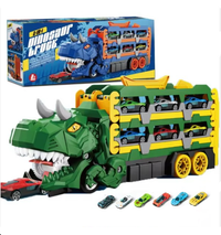 2in1 Kids Ejection Foldable Dinosaur Track Set - 6Pcs Cars