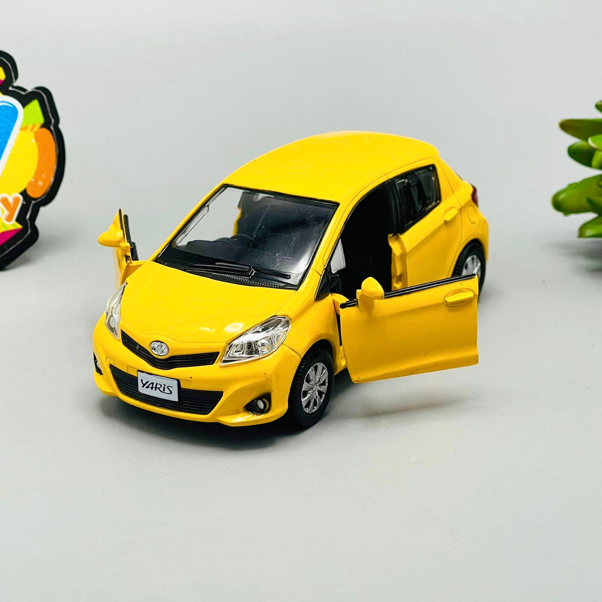1:36 Diecast Metal Toyota Vitz Model Car - Yellow